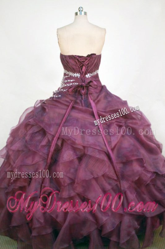 Low Price Ruche Quinceanera Dress in Eggplant Purple with Beading