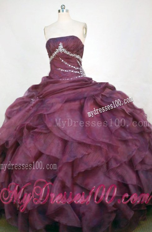 Low Price Ruche Quinceanera Dress in Eggplant Purple with Beading