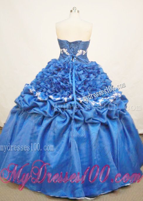 Luxurious Strapless Taffeta And Organza Appliques Quinceanera Dresses