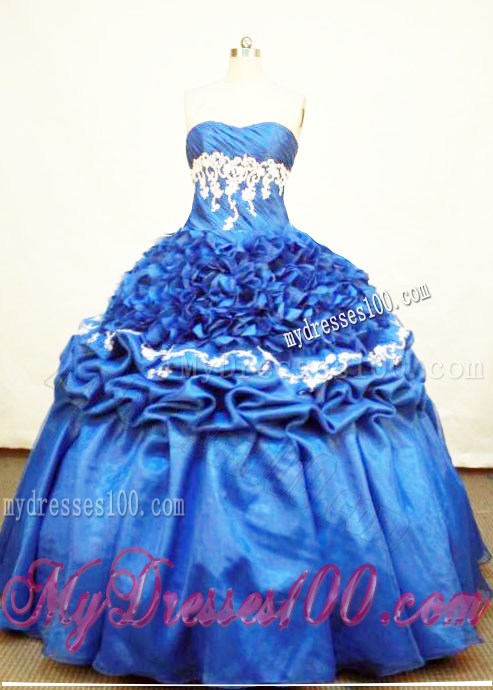 Luxurious Strapless Taffeta And Organza Appliques Quinceanera Dresses