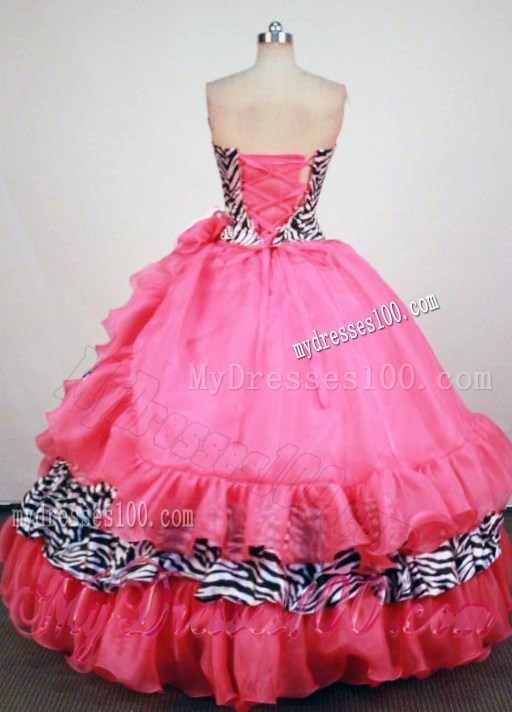 Sweetheart Floor-length Light Pink Quinceanera Dress with Zebra