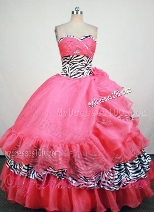 Sweetheart Floor-length Light Pink Quinceanera Dress with Zebra