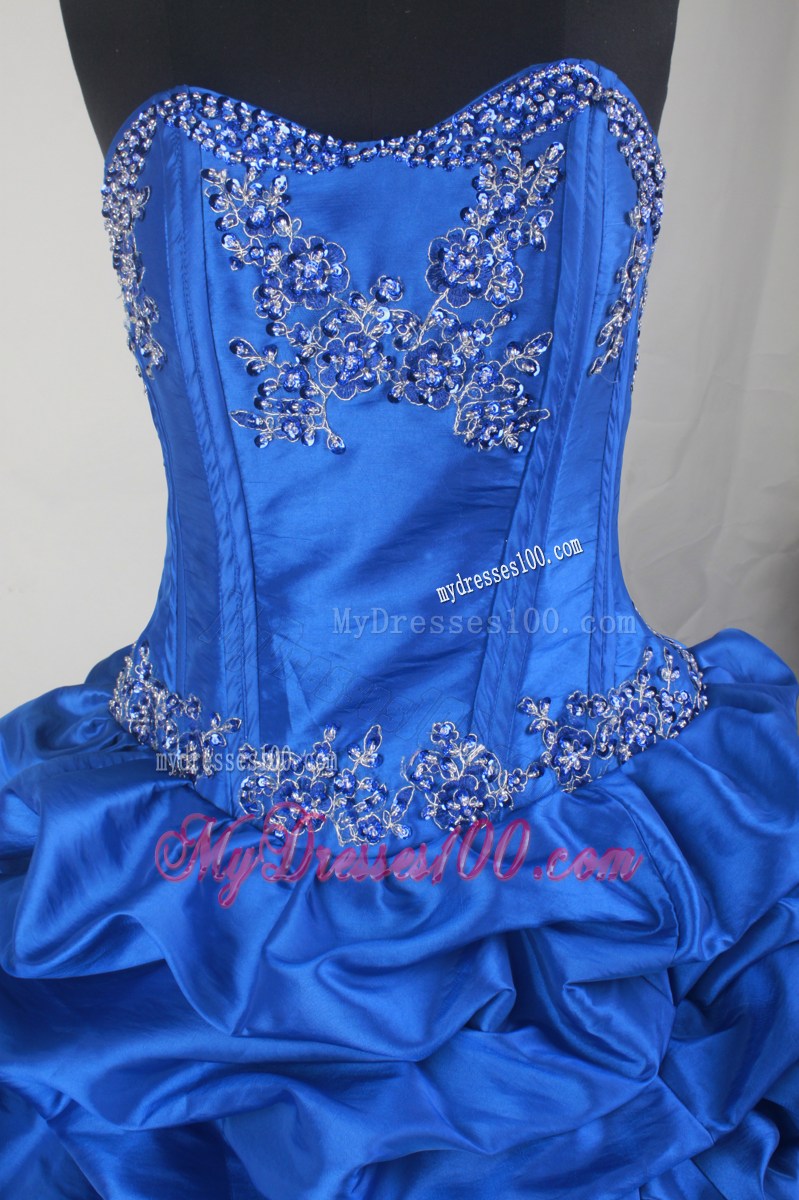 Chapel Train Pick-ups Lavender and Royal Blue Quinceanera Dresses