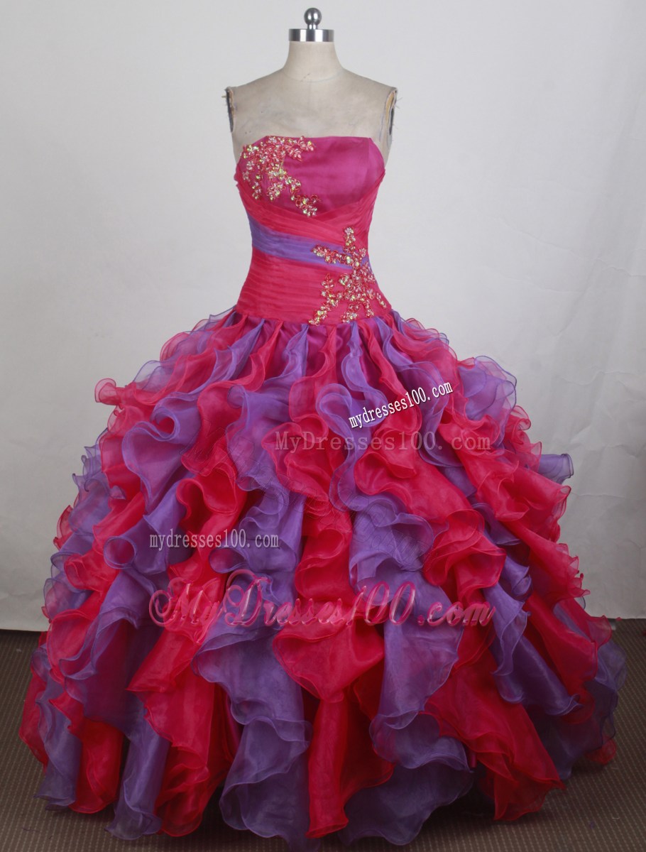 Trendy Appliqued and Ruffled Colored Sweet 16 Quinceanera Dresses