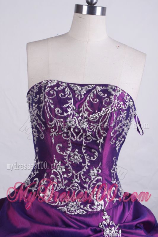 Embroidery and Pick-ups Decorate Eggplant Purple Dresses 15