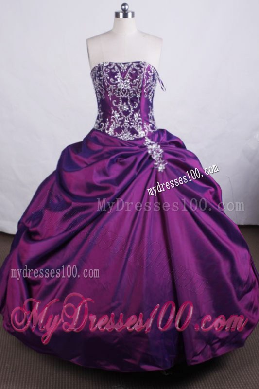 Embroidery and Pick-ups Decorate Eggplant Purple Dresses 15