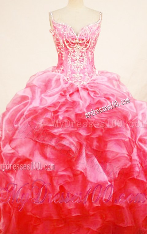 Straps Watermelon Straps Beaded and Pick-ups Quinceanera Gown