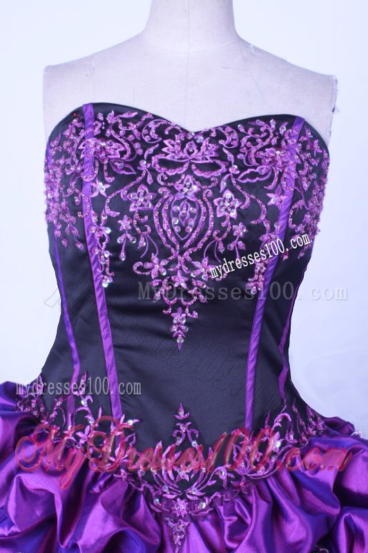 Embroidery Eggplant Purple Quinceanera Dress with Pick-ups