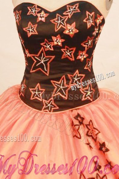 Modern Printed Sweetheart Floor-length Rust Red Sweet 15 Dress