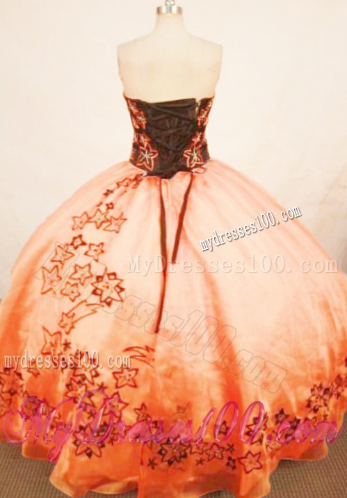 Modern Printed Sweetheart Floor-length Rust Red Sweet 15 Dress