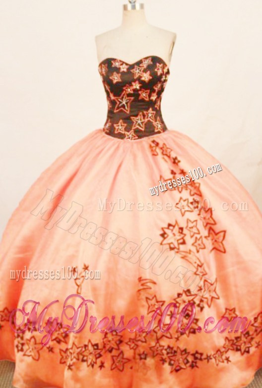 Modern Printed Sweetheart Floor-length Rust Red Sweet 15 Dress
