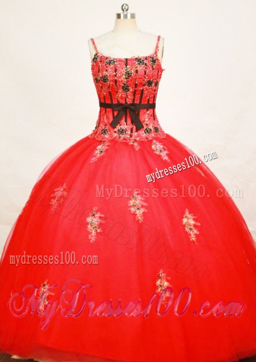 Dreamy Discounted Spaghetti Straps Floor-length Red Quinceanera Dresse