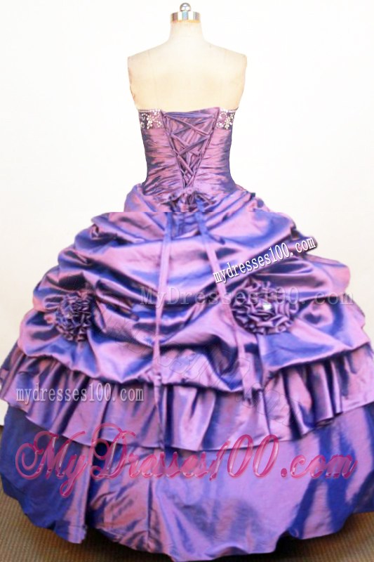 Tailor Made Bowknot Beading Pick-ups Purple Quinceanera Dress