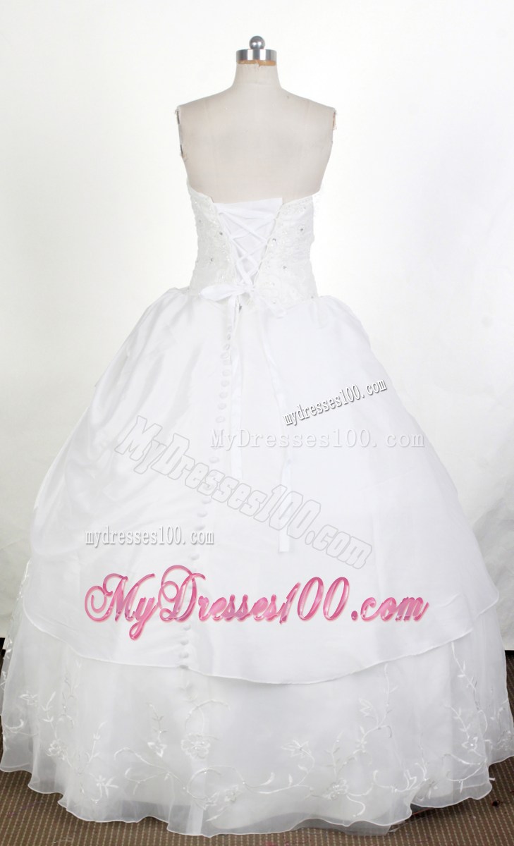 Elegant Puffy Strapless Embroidery White Quinceanera Dress Sleeveless