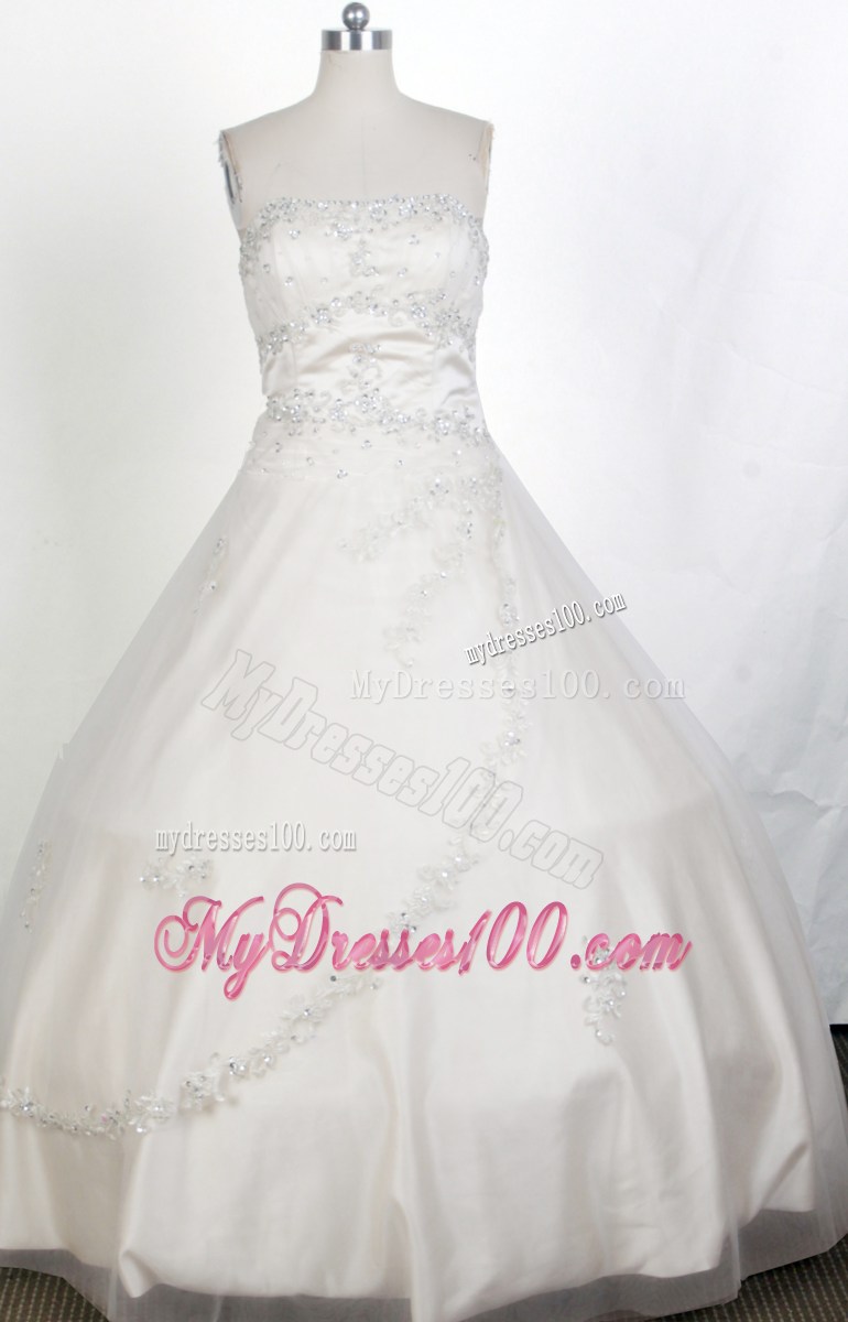 Elegant Puffy Strapless Embroidery White Quinceanera Dress Sleeveless