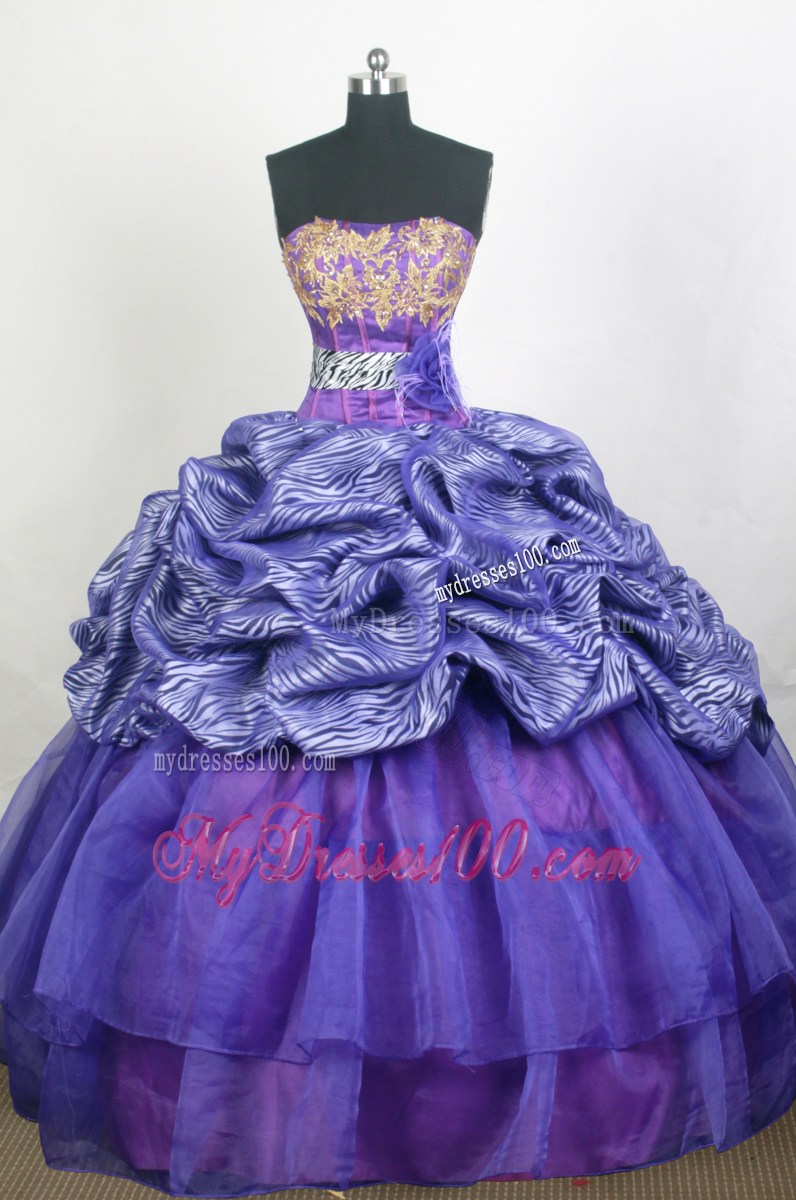 2013 Strapless Zebra Print Appliques with Beading Quinceanera Dresses On Sale