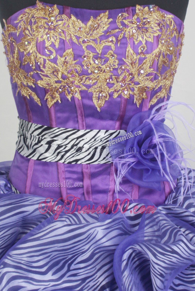 2013 Strapless Zebra Print Appliques with Beading Quinceanera Dresses On Sale