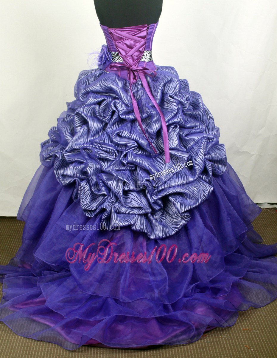 2013 Strapless Zebra Print Appliques with Beading Quinceanera Dresses On Sale