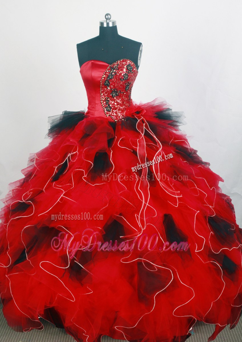 Popular Multi-color Sweetheart Ruffles Beading Quinceanera Dress