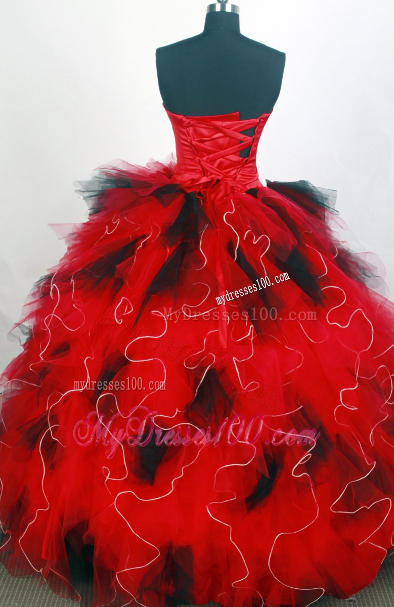 Popular Multi-color Sweetheart Ruffles Beading Quinceanera Dress