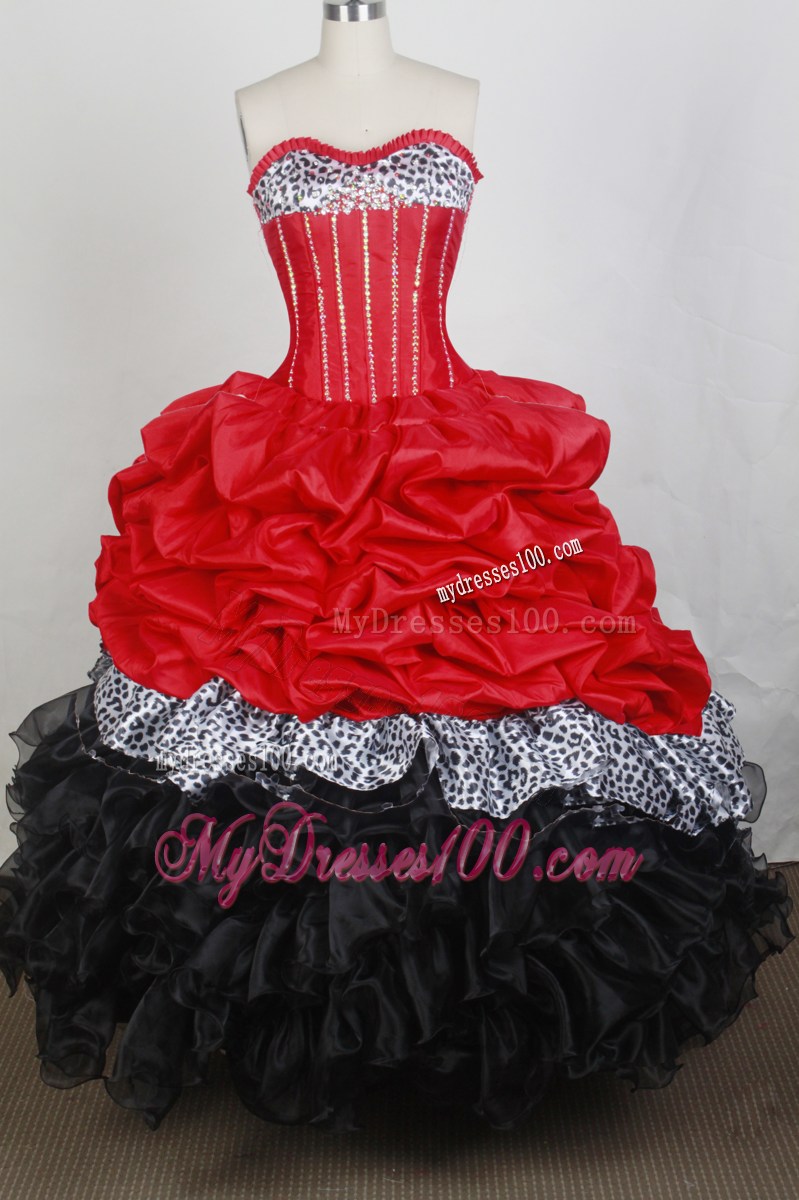 Classic Black and White Quinceanera Gown with Pick-ups and Ruffles