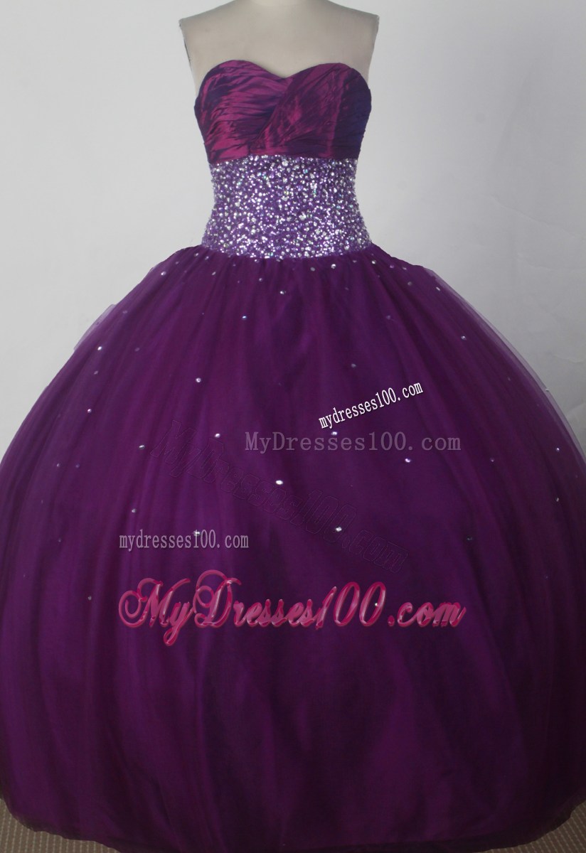 Purple Sweetheart Beaded Organza 2013 Cheap Quinceanera Dresses On Sale