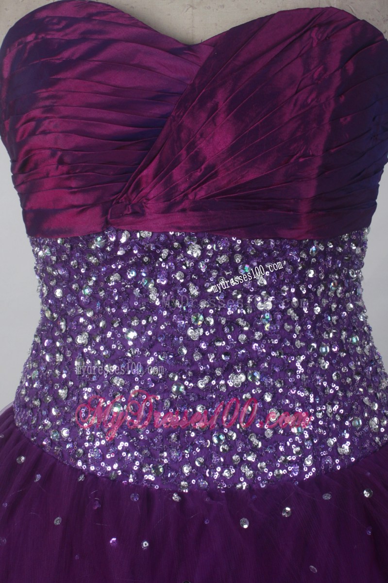 Purple Sweetheart Beaded Organza 2013 Cheap Quinceanera Dresses On Sale