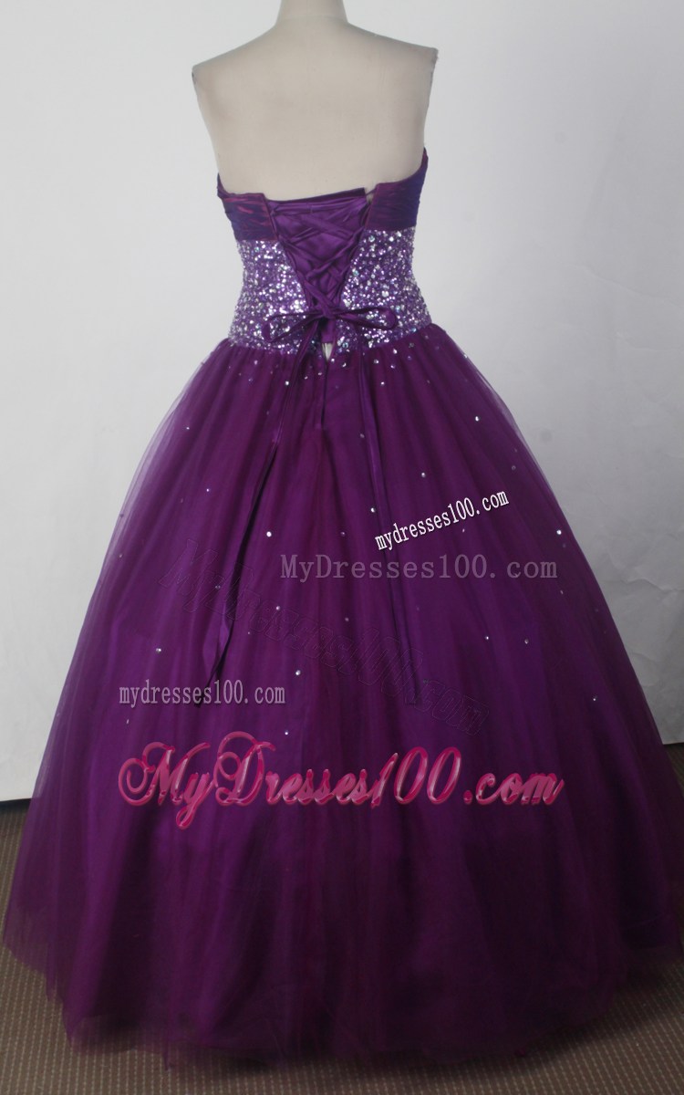 Purple Sweetheart Beaded Organza 2013 Cheap Quinceanera Dresses On Sale