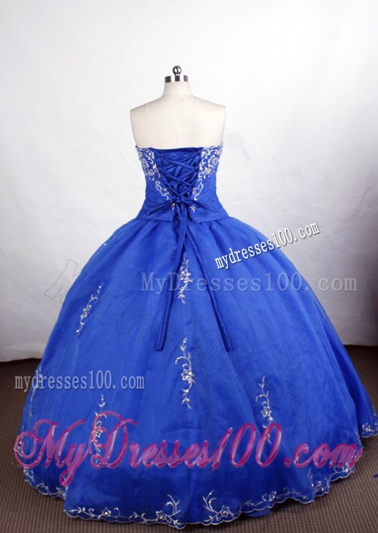 Detachable Organza Strapless Quinceanera Dress with Embroidery