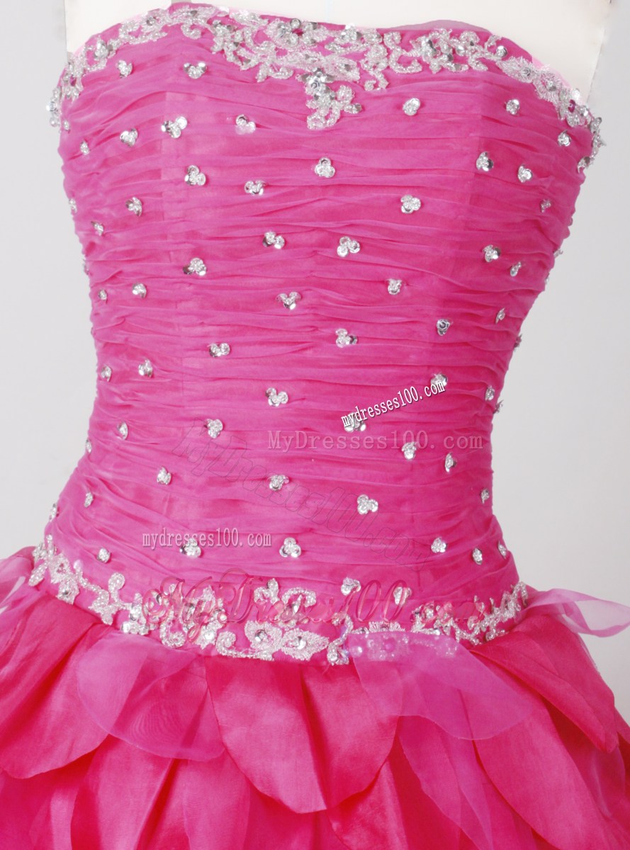 Perfect Strapless Beaded Bust Quinceanera Dress with Layers