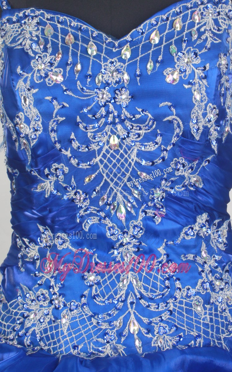 Royal Blue Spaghetti Straps Pick-ups Appliques Sweet 16 Dress