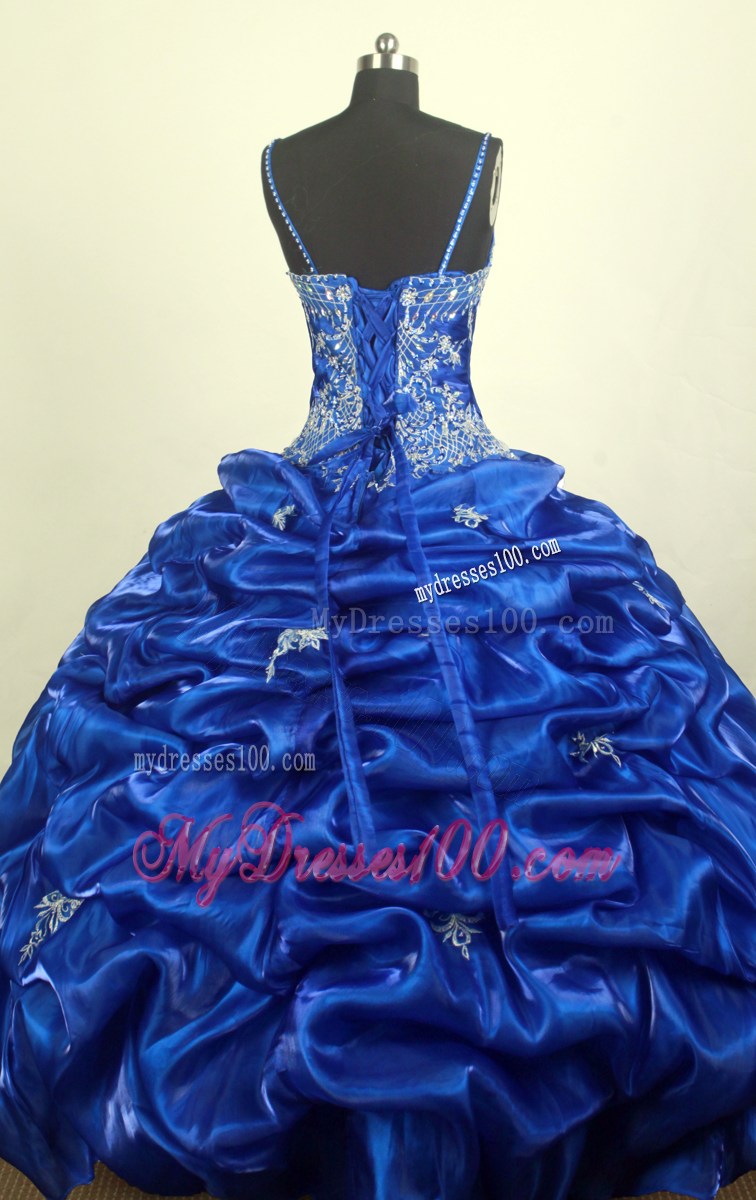 Royal Blue Spaghetti Straps Pick-ups Appliques Sweet 16 Dress