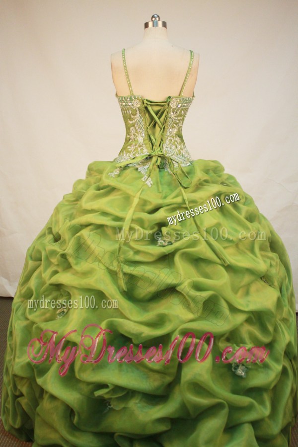 Straps Embroidery and Pick-ups Decorate Sweet 16 Dress in Spring Green