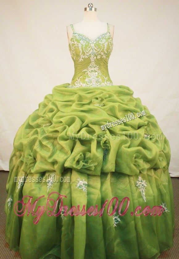 Straps Embroidery and Pick-ups Decorate Sweet 16 Dress in Spring Green