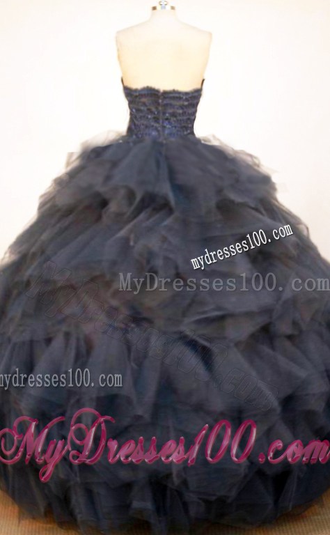 Ball Gown Tiers of Ruffles Navy Blue Quinceanera Gowns for Cheap