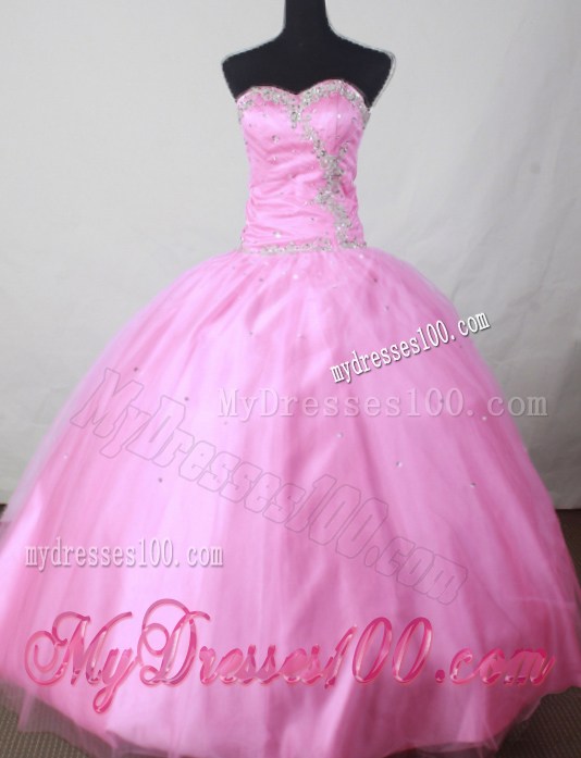 Popular Pink Criss Cross Back Rhinestones and Appliques Decorate Dress 15