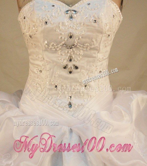 Puffy Ball Gown Rhinestone and Pick-ups Decorate Dresses 15 in White