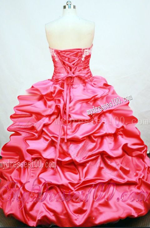 Newest Hot Pink Sweetheart Floor-length Taffeta Pick-ups Quince Dress