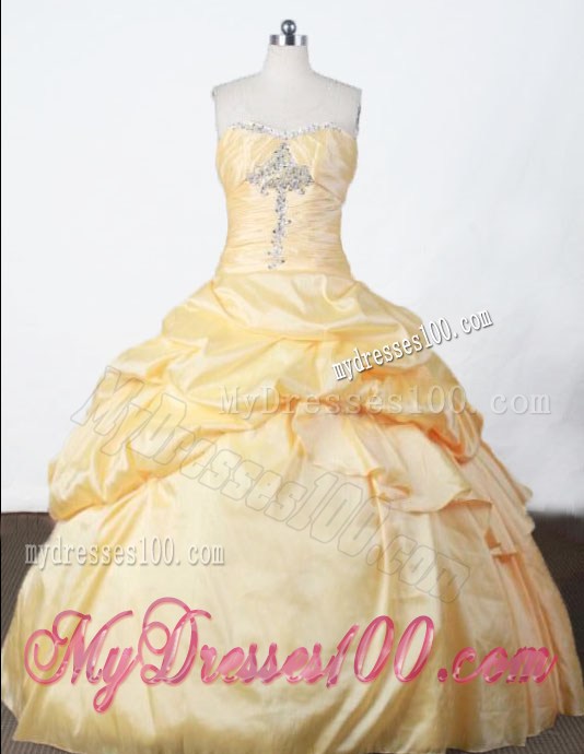 Pretty Simple Strapless Floor-length Appliques Quinceanera Dress