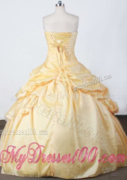 Pretty Simple Strapless Floor-length Appliques Quinceanera Dress