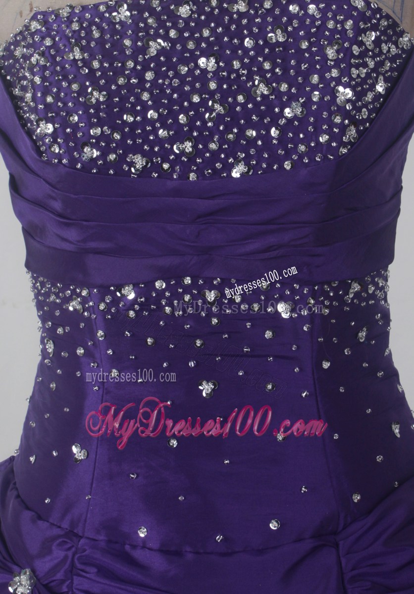 Purple Strapless Beaded Pick Ups 2013 Pretty Quinceanera Gowns for Cheap