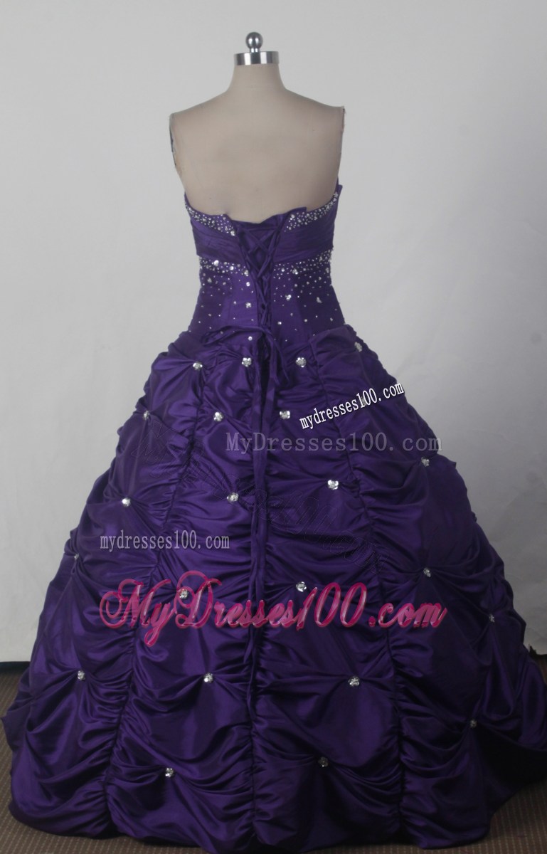 Purple Strapless Beaded Pick Ups 2013 Pretty Quinceanera Gowns for Cheap