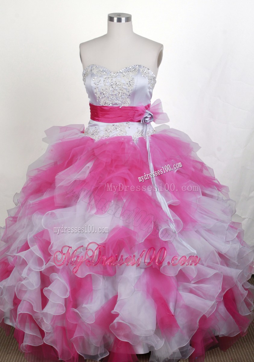 Lovely Puffy Sweetheart Appliques Ruffled Quinceanera Dresses in Colorful