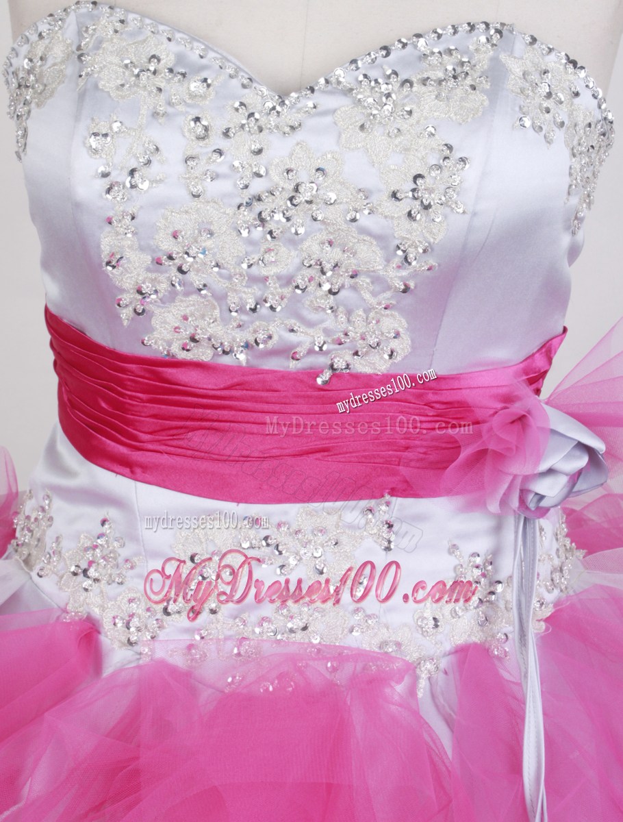 Lovely Puffy Sweetheart Appliques Ruffled Quinceanera Dresses in Colorful