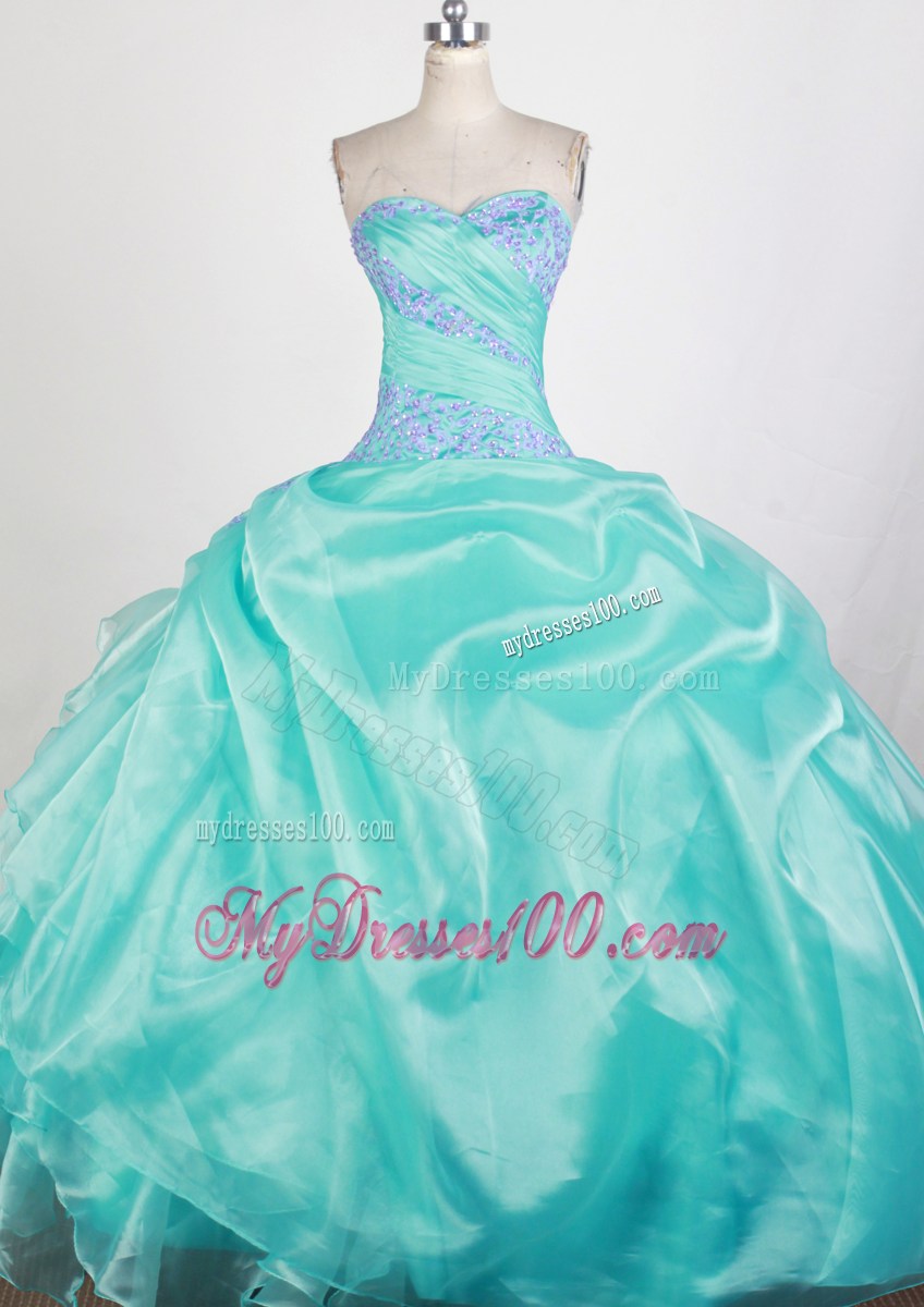 Beautiful Apple Green Sweetheart Appliques with beading Quinceanera Dress