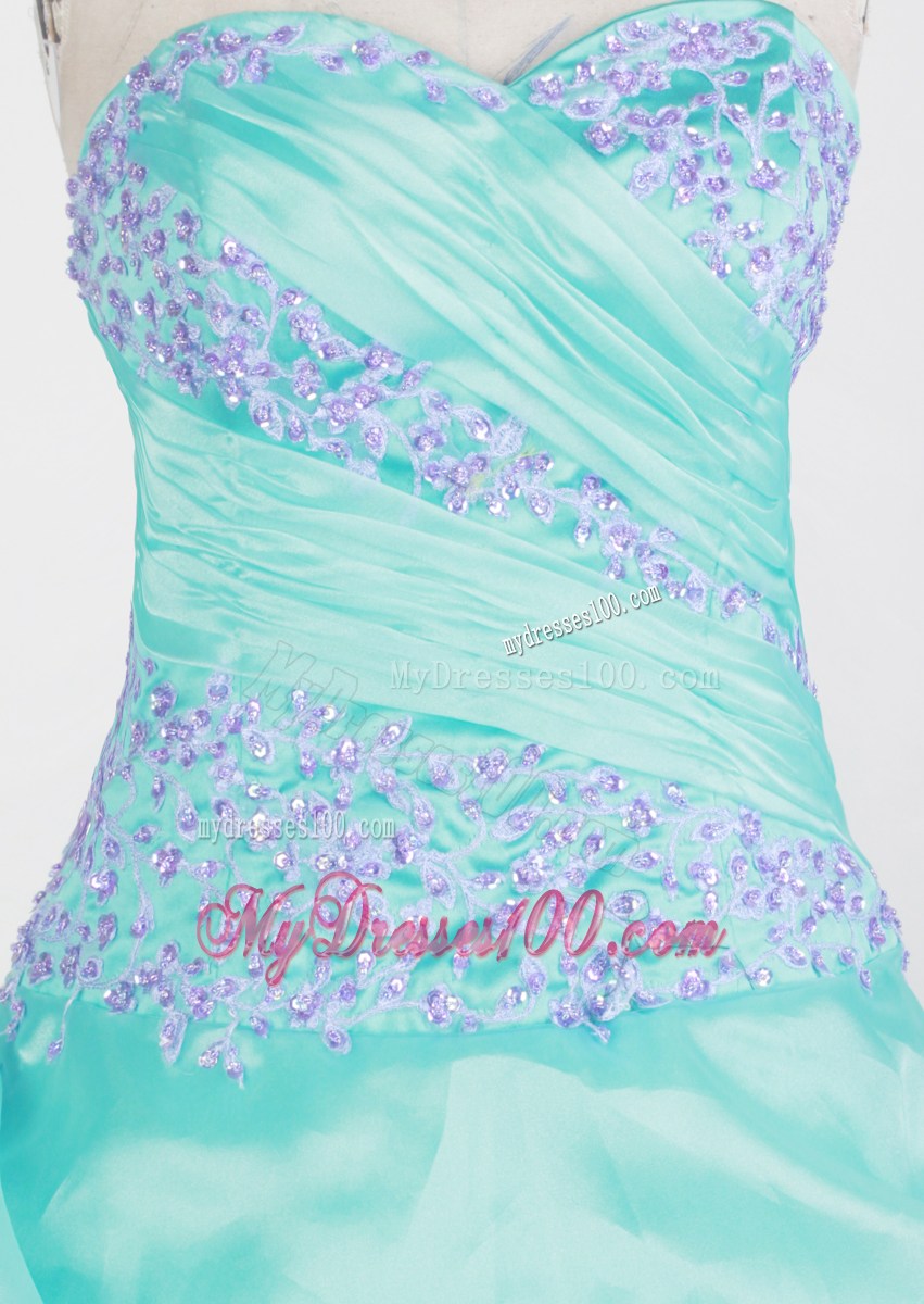 Beautiful Apple Green Sweetheart Appliques with beading Quinceanera Dress