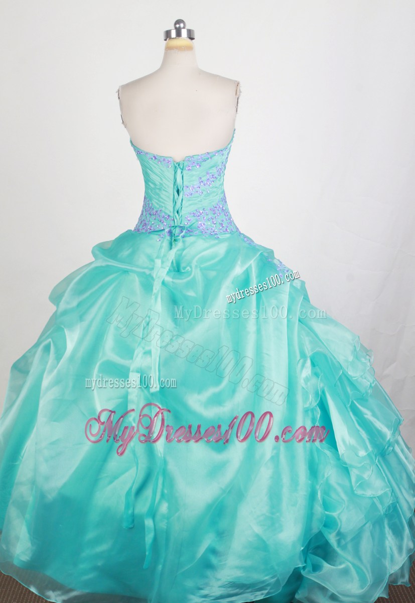 Beautiful Apple Green Sweetheart Appliques with beading Quinceanera Dress