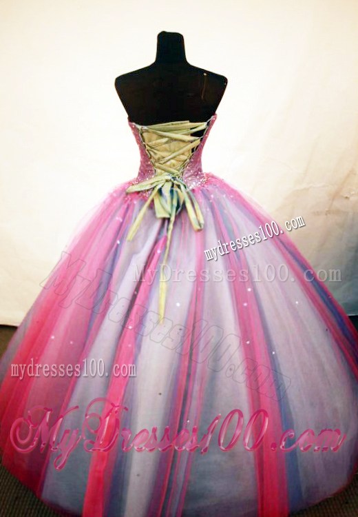 Pretty Multi-color Sweetheart Beading Decorated Sweet 16 Dress