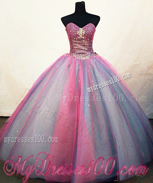 Pretty Multi-color Sweetheart Beading Decorated Sweet 16 Dress