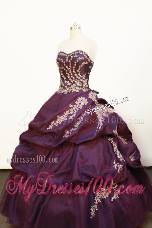 Beautiful Eggplant Purple Quinceanera Party Dress Appliques Pick-ups